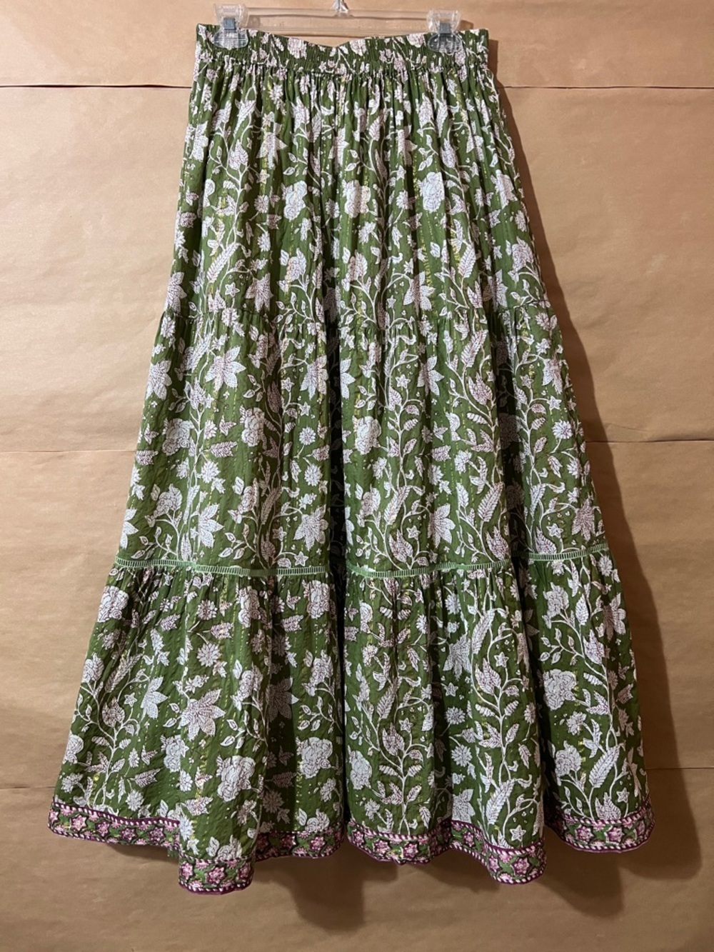 CLARA Olive Green Floral Maxi Skirt - Picture 9 of 15